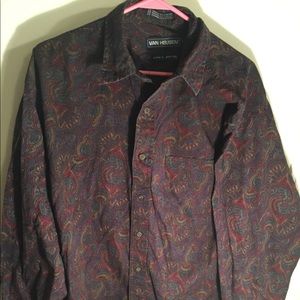 Van Heusen Dark Paisley Men's Size L Button Up